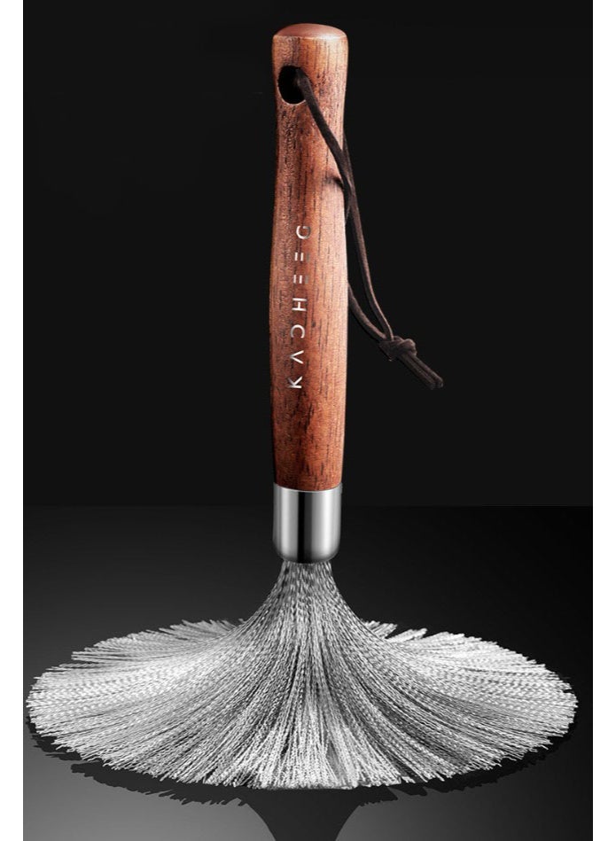 HOMESTAR Kitchen Cleaning Tool 304 Stainless Steel Scrubber With Solid Wood Handle, Powerful Pot Brush For Stubborn Grease, Hanging Storage Design - Image 3