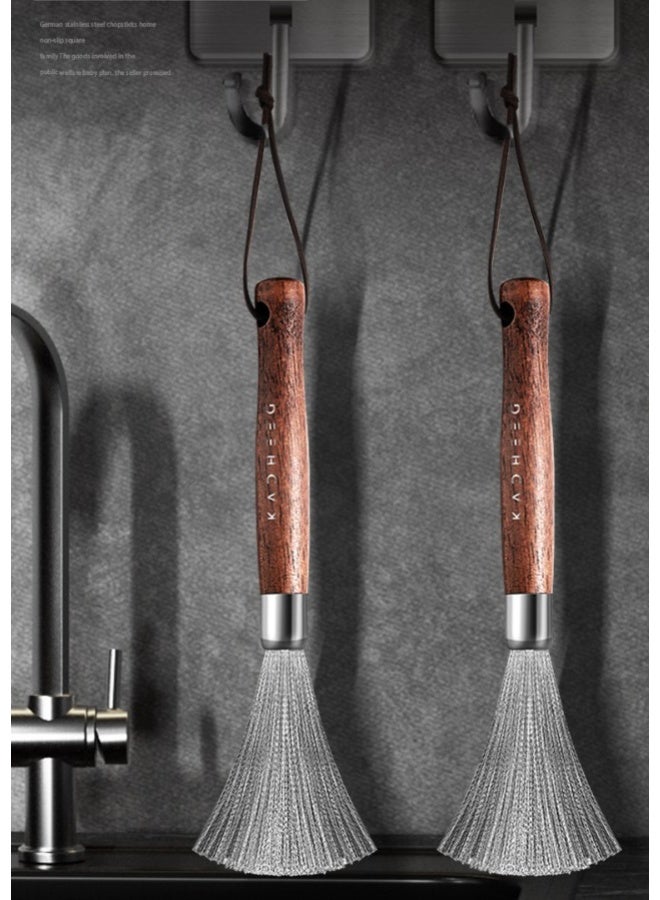 HOMESTAR Kitchen Cleaning Tool 304 Stainless Steel Scrubber With Solid Wood Handle, Powerful Pot Brush For Stubborn Grease, Hanging Storage Design - Image 5