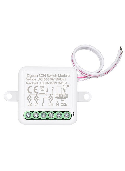 3CH Zigbee Mini Smart Switch Relay Module Support 2 Way Control Switch for Smart Home Automation, Works with Alexa  Home