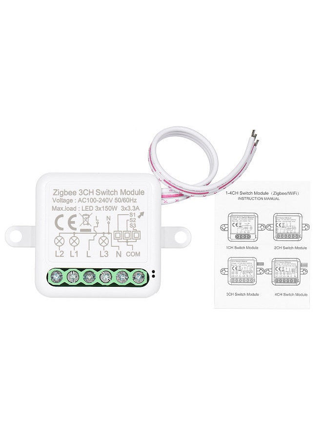 3CH Zigbee Mini Smart Switch Relay Module Support 2 Way Control Switch for Smart Home Automation, Works with Alexa  Home