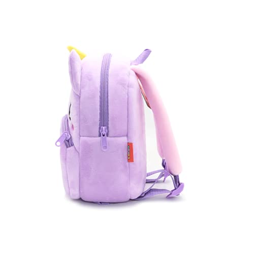 NICE CHOICE Cute Toddler Backpack Toddler Bag Plush Animal Cartoon Mini Travel Bag for Baby Girl Boy 2-6 Years(Puple Unicorn) - Image 2