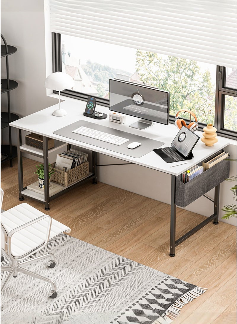 ADEBOLA 140 CM Gaming Table With Storage Bag, Large Office Desk with 2 Storage Shelves, Study Writing Desk with CPU Stand, PC Desk for Home Office, Bedroom, Gaming Room - Image 3