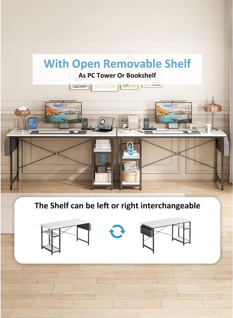 ADEBOLA 140 CM Gaming Table With Storage Bag, Large Office Desk with 2 Storage Shelves, Study Writing Desk with CPU Stand, PC Desk for Home Office, Bedroom, Gaming Room - Image 5