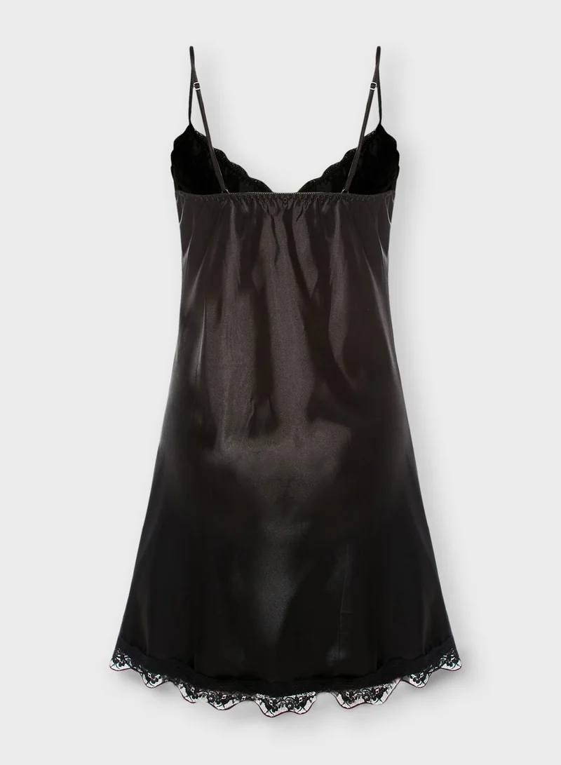 ELLA Lace Trim Satin Nightdress