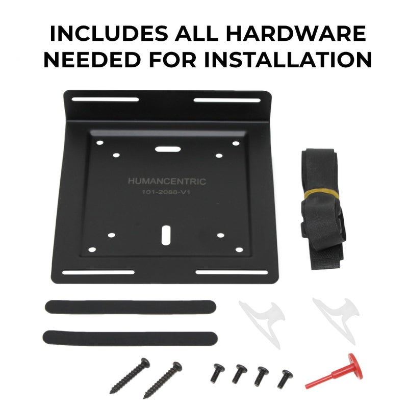 HumanCentric حامل حائط عالمي من هيومن سنترك، حزام قابل للتعديل لأجهزة الكمبيوتر الصغيرة، وحدات UPS، صناديق الكابلات، المودمات وأجهزة إلكترونية أخرى، يركب على الحائط أو خلف شاشة الكمبيوتر - Image 4