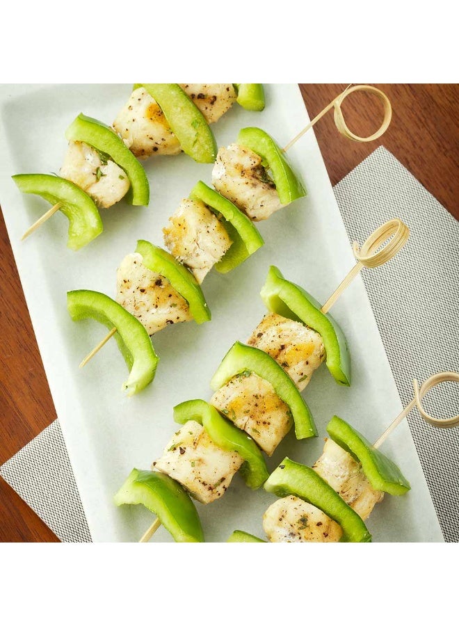 Restaurantware أسياخ زخرفية بطول 6 بوصات، تصميم حلقة زخرفية من الخيزران - نقطة حادة، قوية، أعواد زخرفية من الخيزران، للمقبلات أو الزينة - Image 3