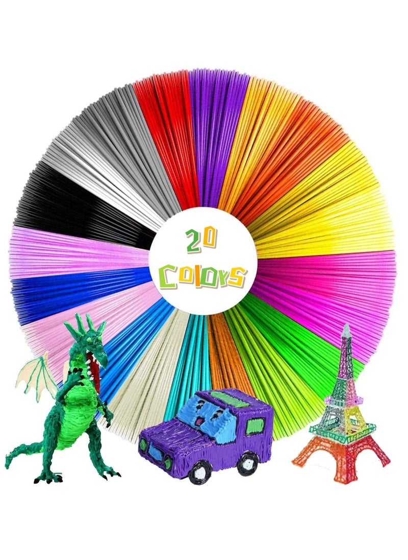 TIGER 3D Pen for Kids Filament Refills, PLA 1.75mm Filament for 3D Pens & Printers, Eco-Friendly Materials, 20 Vibrant Colors (16 Feet Each, Total 320 Feet), Safe, Non-Toxic, Perfect for Creative Projects, Educational Crafts, and Fun Art Activities for Kids & Adults  - Image 1