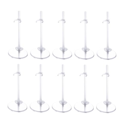 XJMWXHFC 10pc Adjustable Doll Display Holders Clear Plastic Action Figure Stands Transparent Support for 1113 Inch Tall Dolls - Image 1