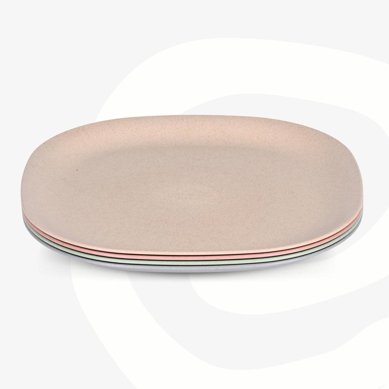 Eha Set of 4 EarthFriendly Square Dinner Plates 11 inch Unbreakable Plates Made with Bamboo Fibers Rice Husk Fiber Microwave Safe Full Dinner Plates for Hot Servings Multicolor - Image 1