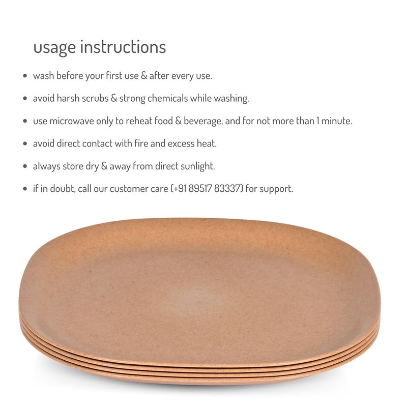 Eha Set of 4 EarthFriendly Square Dinner Plates 11 inch Unbreakable Plates Made with Bamboo Fibers Rice Husk Fiber Microwave Safe Full Dinner Plates for Hot Servings Multicolor - Image 4