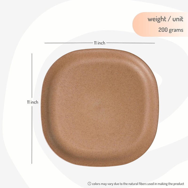Eha Set of 4 EarthFriendly Square Dinner Plates 11 inch Unbreakable Plates Made with Bamboo Fibers Rice Husk Fiber Microwave Safe Full Dinner Plates for Hot Servings Multicolor - Image 3
