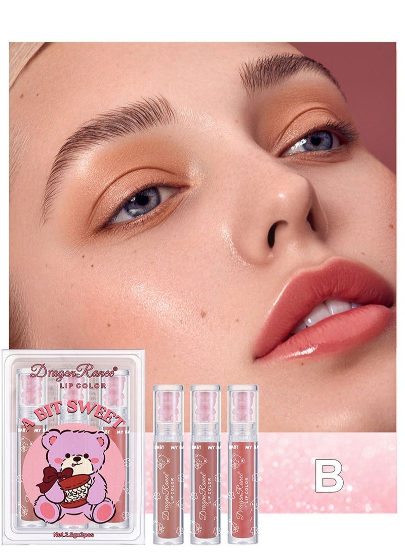 Dragon Ranee 3Pcs Glossy Cute Bear Lip Glaze, Clear Lasting Hydrating Lip Oil with Fine Flash, Crystal Jelly Lip Gift for Dry Lip  - Image 2