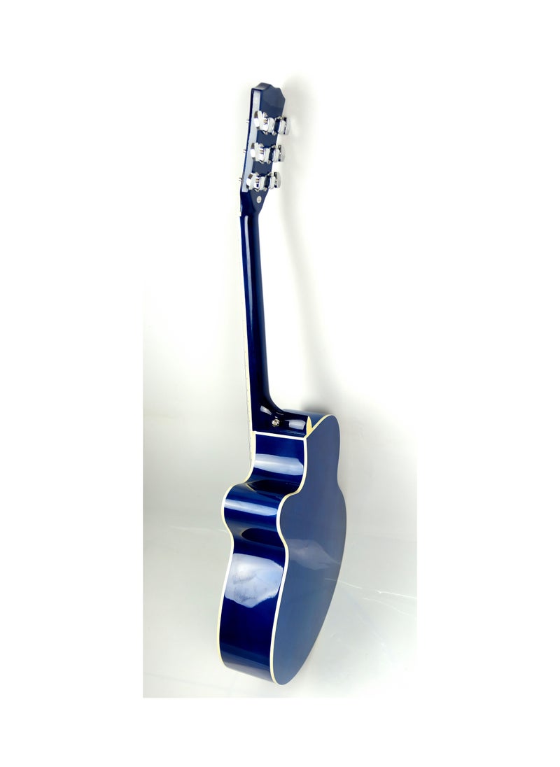 null - Mike Music 40inch Acoustic Guitar with Bag and Strap and Extra Strings and Capo and Guitar Picks(40 inch glossy, blue) - Image 1
