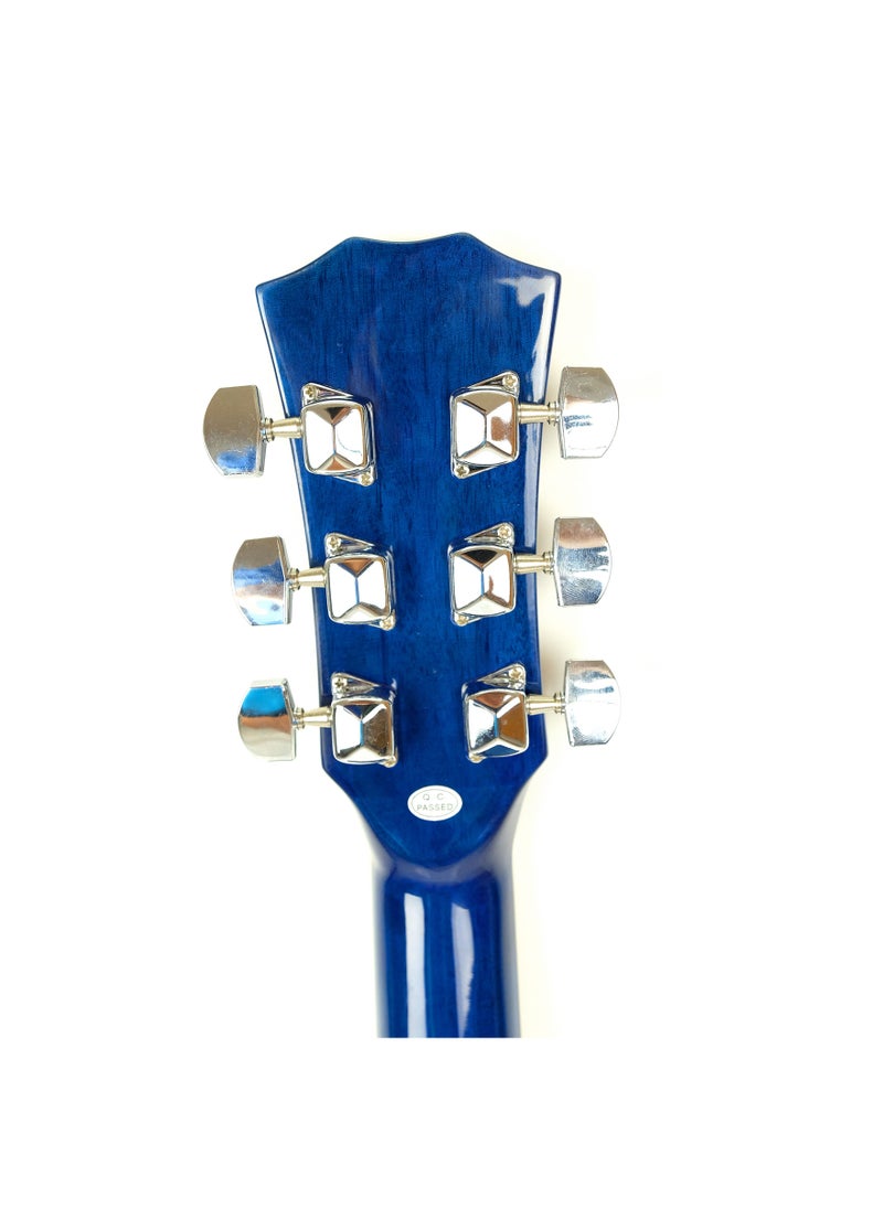 null - Mike Music 40inch Acoustic Guitar with Bag and Strap and Extra Strings and Capo and Guitar Picks(40 inch glossy, blue) - Image 1