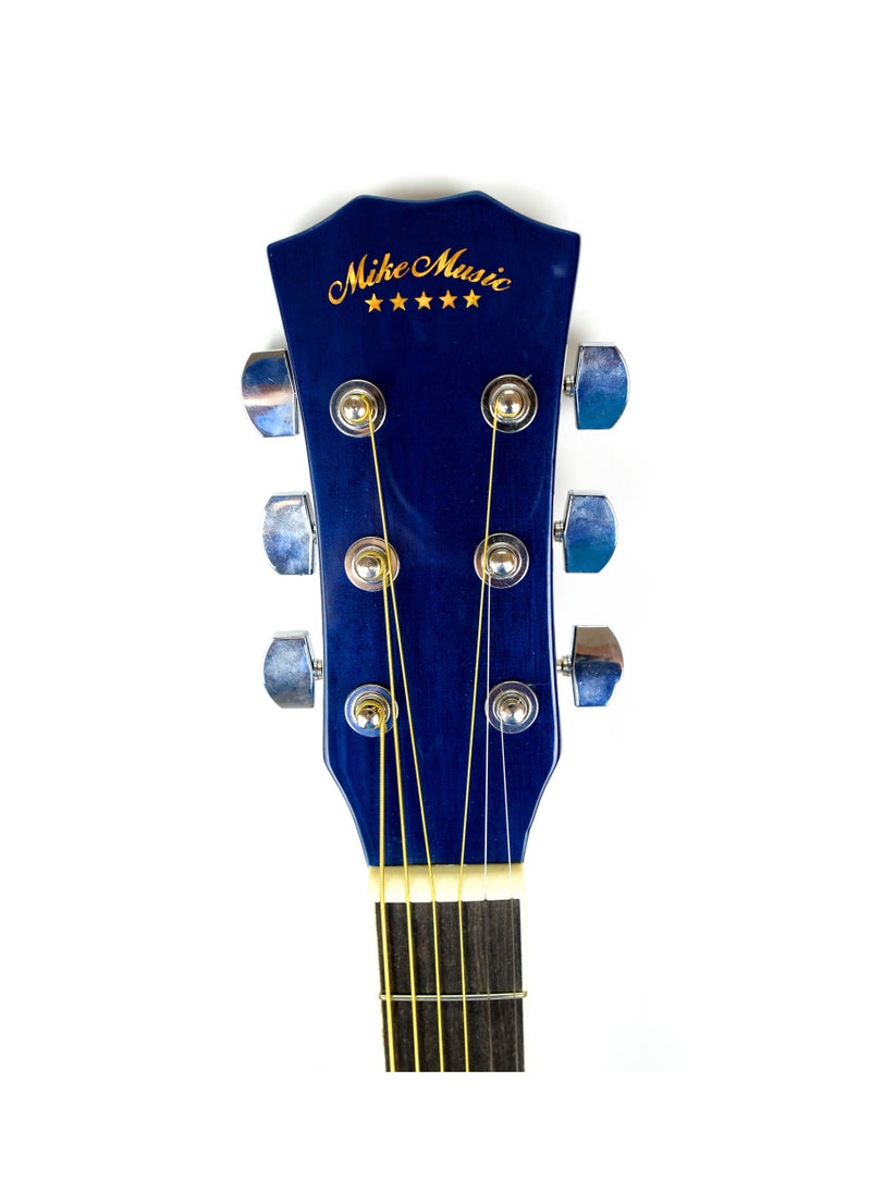 null - Mike Music 40inch Acoustic Guitar with Bag and Strap and Extra Strings and Capo and Guitar Picks(40 inch glossy, blue) - Image 1