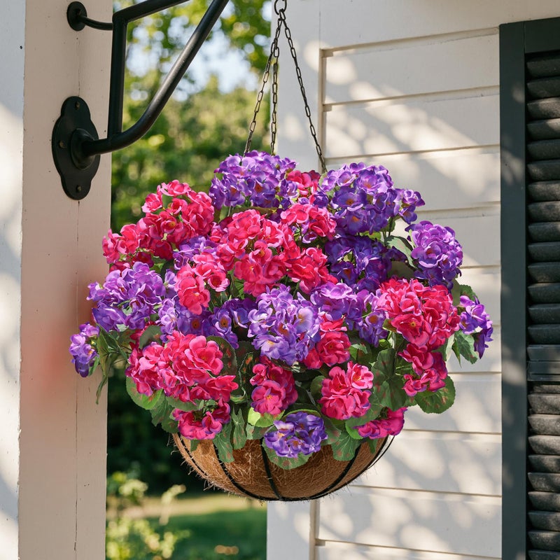 HyeFlora Artificial Geranium Fake Flowers for Outdoors Decoration, 6 Bundles Silk Geraniums Flower UV Resistant Look Real Faux Plants for Front Door Garden Porch Planter Patio Balcony Yard Indoor Home, Mix - Image 4