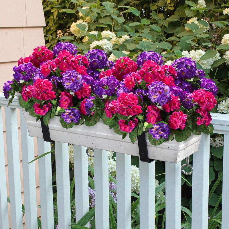 HyeFlora Artificial Geranium Fake Flowers for Outdoors Decoration, 6 Bundles Silk Geraniums Flower UV Resistant Look Real Faux Plants for Front Door Garden Porch Planter Patio Balcony Yard Indoor Home, Mix - Image 2