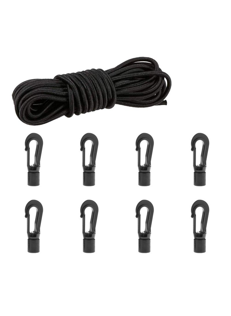 CLIO 14 Elastic Bungee Cord Kayak Stretch String Shock Cords Rope with Bungee Shock Cord Hooks for Kayak Boat Camping Accessories IndoorOutdoor Activities 8 Hook  1970 Ft Cord 