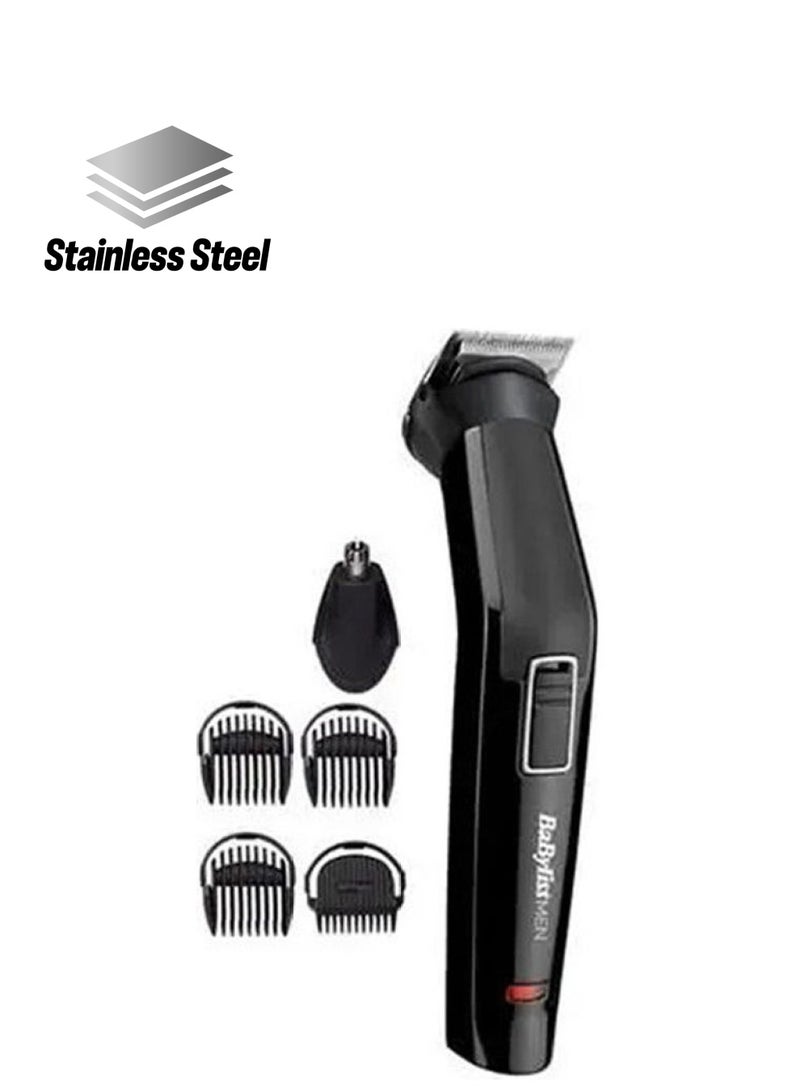 BaByliss 6 In 1 Men Multi Trimmer | Long-lasting Precision With Stainless Steel Blades | Comfortable Grip | Clean Trim With Washable Cutting Attachments | MT725SDE Black - Image 1