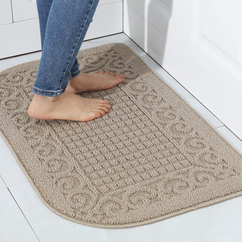 COSY HOMEER COSY HOMEER 32X20 Inch Anti Fatigue Kitchen Rug Mats are Made of 100 Polypropylene Half Round Rug Cushion Specialized in Anti Slippery and Machine Washable 32x20in Beige 1pc