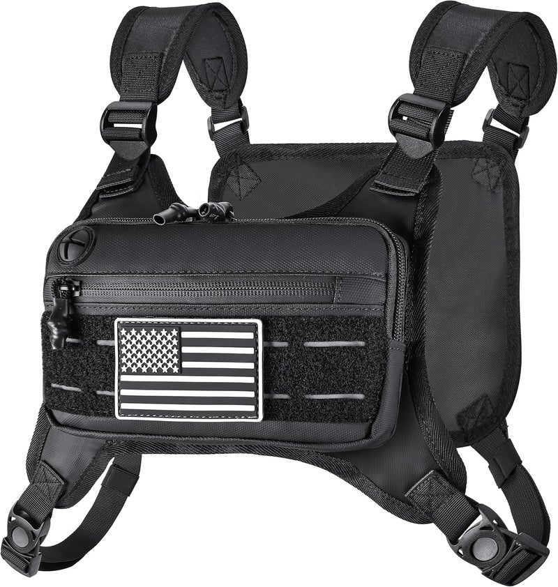 MOZETO Chest Pack for Men, Sports Utility Mens Chest Bag Lightweight Running Vest for Men with Built-In Phone Holder for Workouts, Running, Cycling - Image 1