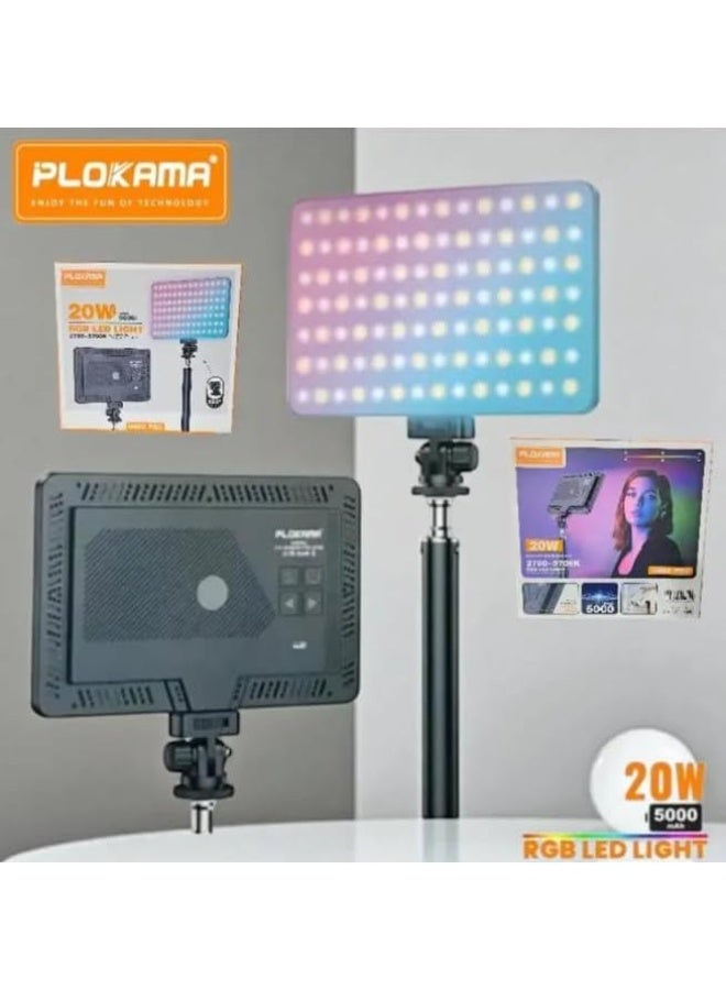 Plokama - U480 PRO Portable RGB Photography LED Light with Rechargeable Light Panel for Photography Video with 180° Tilt Angle Adjustment and Type-C Charging - Black - Image 1