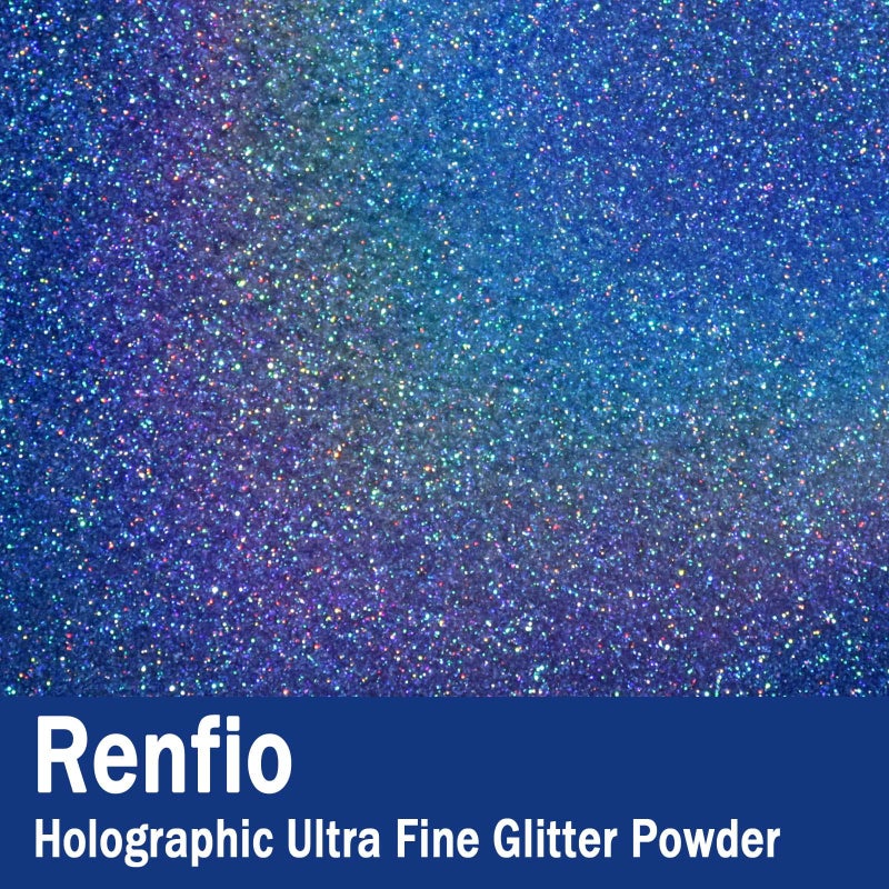 Renfio Holographic Ultra Fine Glitter Powder Metallic Resin Glitter 2.11 Oz (60g) PET Flakes Crafts Sequins 1/128" 0.008" 0.2mm Epoxy Chips Flakes for Tumblers Slime - Laser Ocean Blue - Image 2