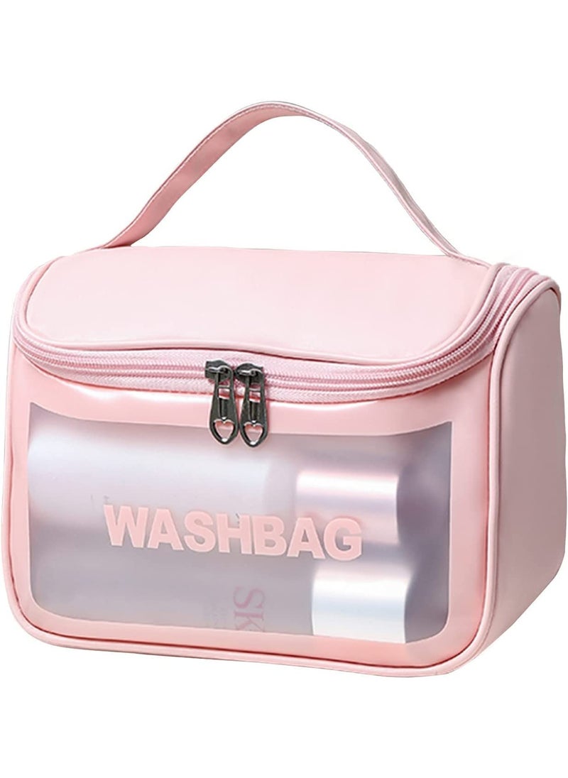 KD ZONE KD ZONE Cosmetic Organizer Bag Makeup Pouch for Women Travel Toiletry Bag for Cosmetics Brushes Accessories Waterproof Zippered Cosmetic Bag Portable Carry Pouch Pink  - Image 1