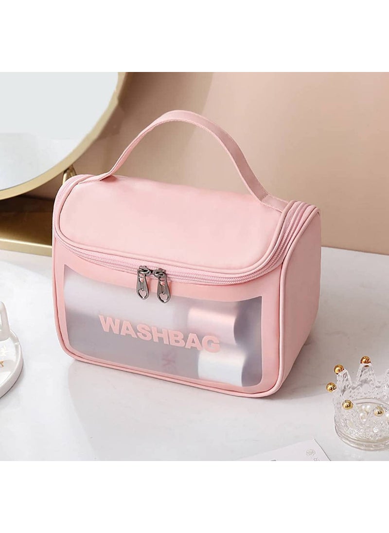 KD ZONE KD ZONE Cosmetic Organizer Bag Makeup Pouch for Women Travel Toiletry Bag for Cosmetics Brushes Accessories Waterproof Zippered Cosmetic Bag Portable Carry Pouch Pink  - Image 3