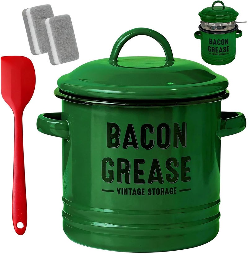 Grease Can Container - Large 1200ml Cooking Storage Jar, Heat Resistant BPA Free Leak Proof Lid, Easy Pour Design | Kitchen Frying Baking Meal Prep Holiday Camping Thanksgiving Restaurant Use - Image 1