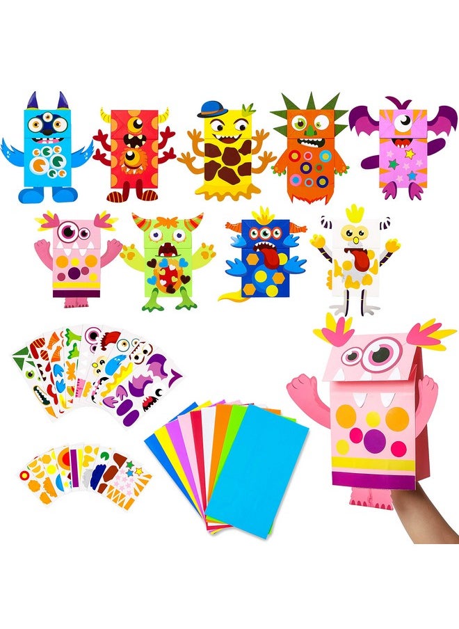 WATINC WATINC 9Pack Monster Hand Puppets Art Craft Paper Sock Puppet Toys DIY Making Your Own Puppet Kits Early Learning Classroom Family Storytelling Games Pretend Party Supplies Valentine's Day Gift  - Image 1