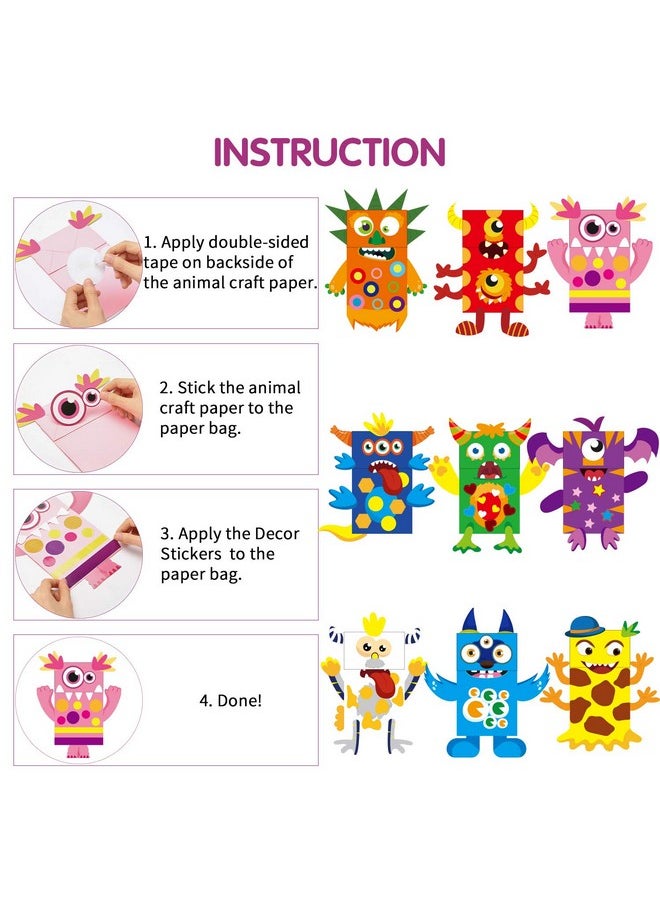 WATINC WATINC 9Pack Monster Hand Puppets Art Craft Paper Sock Puppet Toys DIY Making Your Own Puppet Kits Early Learning Classroom Family Storytelling Games Pretend Party Supplies Valentine's Day Gift  - Image 3