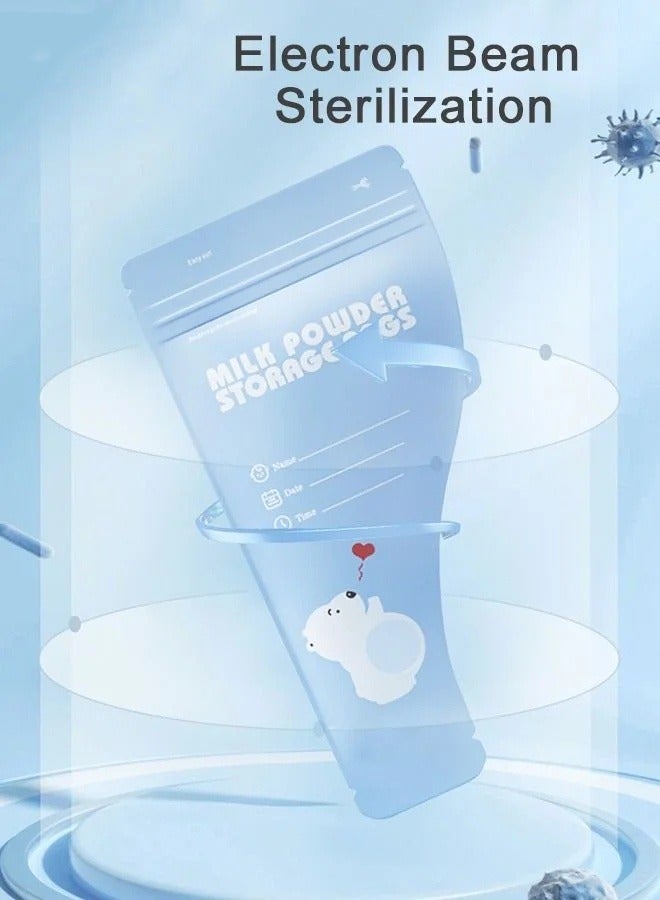 DOOKOO 30 Pcs Milk Powder Storage Bags,Portable Baby Formula Storage Bag for Travel Holiday,Baby Disposable Milk Powder Pouches, Blue - Image 2