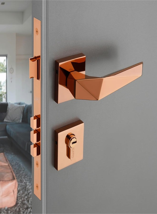 LAPO Mortise Door Lock Set for Main Door | 50x85 Lock Body | 70mm Cylinder | Supports Left & Right Door Opening | Fits 30-50mm Doors | 3 Brass Keys | PVD Rose Gold Finish | 3 Years Warranty | Ro-126 - Image 1