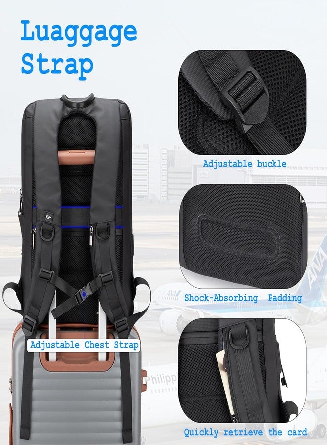 Tzowla Business Laptop Backpack for Men Professional,Slim Waterproof Backpacks for Travel/Work/Office/College with USB/Type C Charging Port,Lightweight Expandable Bag Fit 17.3 Inch Notebook(Black) - Image 5
