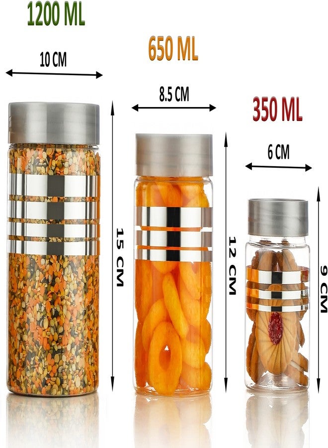 HAPPI Multipurpose Unbreakable Plastic Printed Silver Line Container Set Masala Box For Kitchen Storage Box For Spice, Pack of 18 (6 Pcs of Each 350ml, 650ml, 1200ml with 18 Spoons) - Image 4
