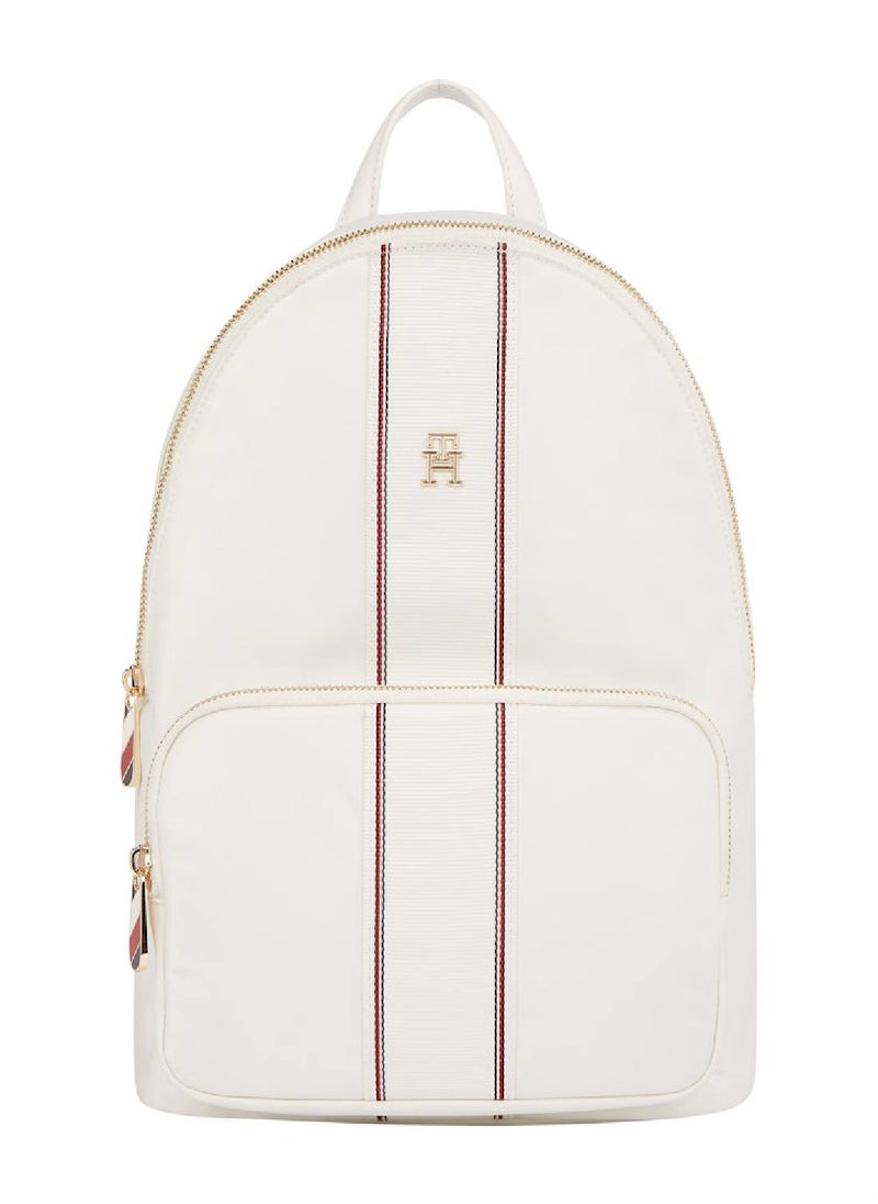 TOMMY HILFIGER Women's Corporate Dome Backpack - Nylon, White  - Image 1