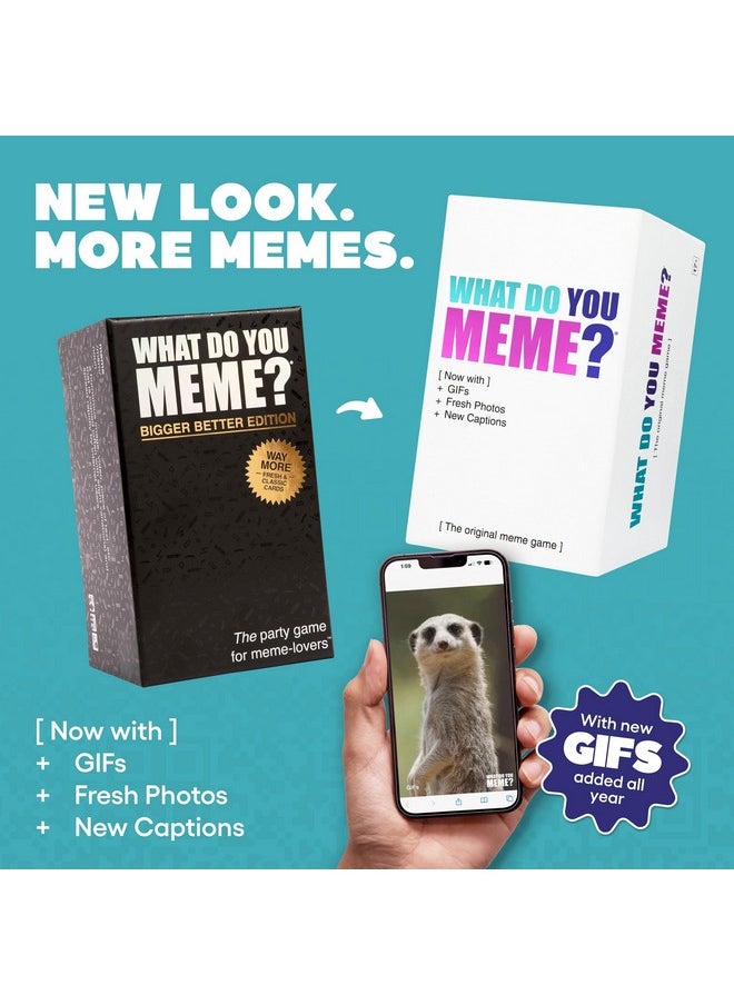 WHAT DO YOU MEME? - WHAT DO YOU MEME? Core Game (New Edition) Now Including GIF's & Refreshed Content by Relatable, The Game for Meme Lovers, Perfect Christmas Party Game, Stocking Stuffers or Funny White Elephant Gifts - Image 1