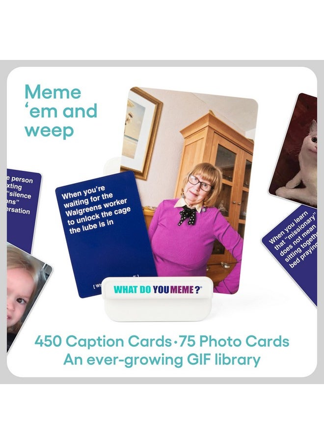 WHAT DO YOU MEME? - WHAT DO YOU MEME? Core Game (New Edition) Now Including GIF's & Refreshed Content by Relatable, The Game for Meme Lovers, Perfect Christmas Party Game, Stocking Stuffers or Funny White Elephant Gifts - Image 1