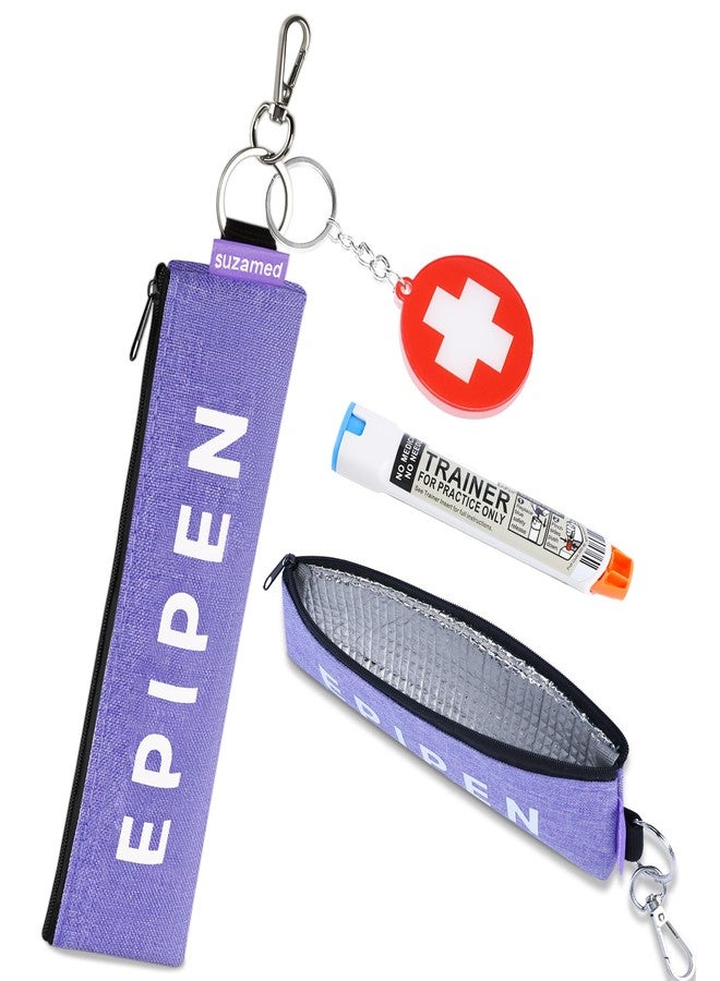 suzamed Portable EpiPen Carry Case, Insulated Emergency Medical Bag Maintain Med effectiveness, Fits 1 EpiPen, Asthma Inhaler, Auvi-Q, Allergy Medication, Travel EpiPen Holder for Adults or Kids (Purple) - Image 1