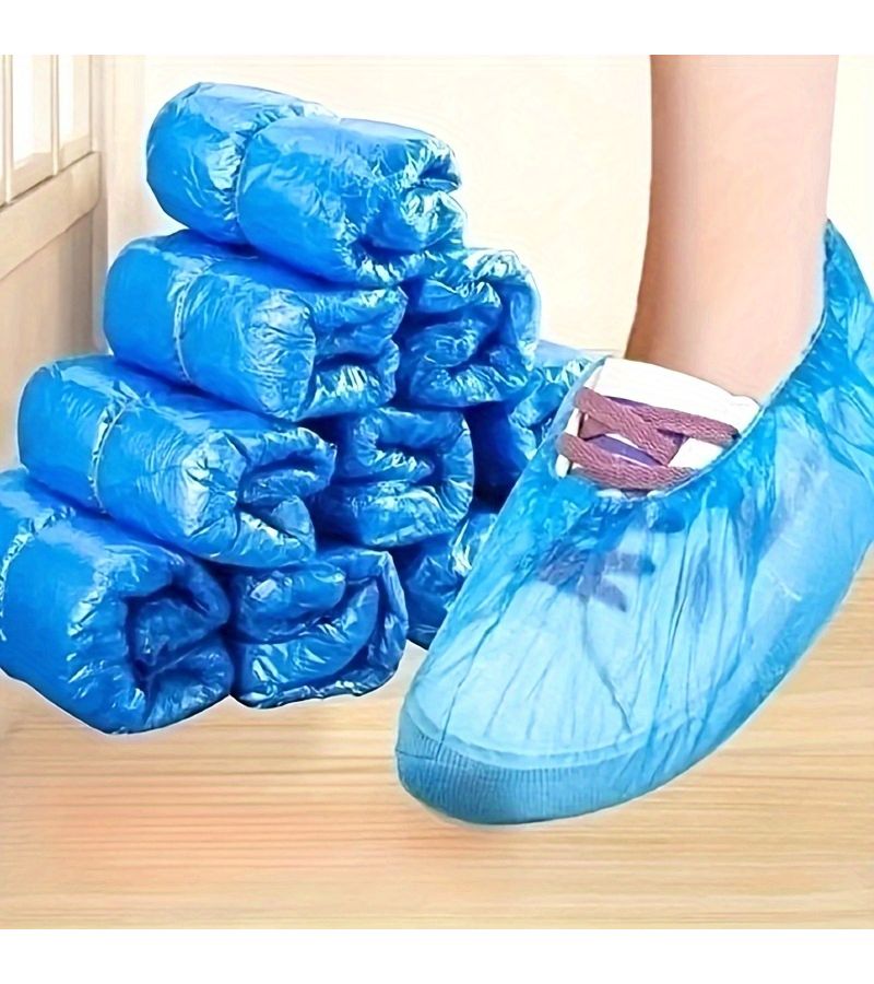 Blue Disposable Shoe Covers 100pcs for Travel Hotel Hygiene - Image 1