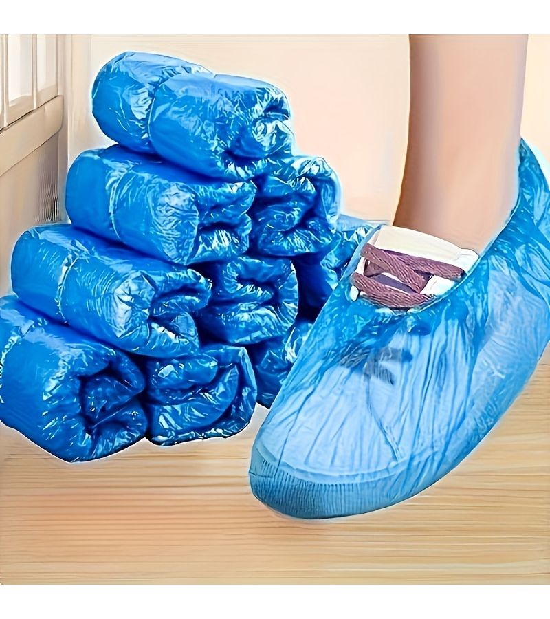 Blue Disposable Shoe Covers 100pcs for Travel Hotel Hygiene - Image 2