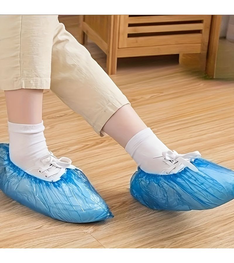 Blue Disposable Shoe Covers 100pcs for Travel Hotel Hygiene - Image 5