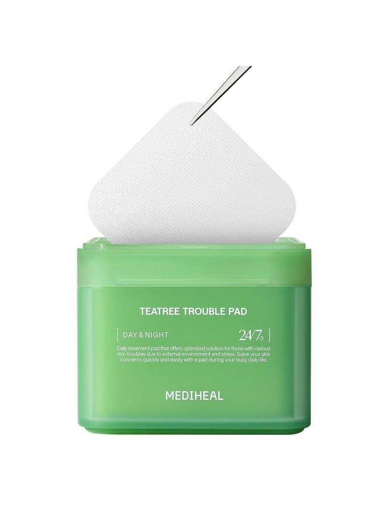 MEDIHEAL Teatree Trouble Facial Toner Pads with Tea Tree & Lactobacillus - Soothing Cotton Pads for Sensitive & Acne Prone Skin - Vegan Face Gauze, 100 Pads - Image 1