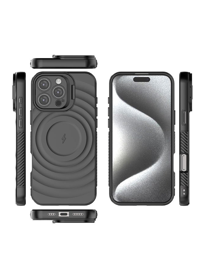 cas:pace Magnetic Phone Case for iPhone 14~16promax, Non-slip and Anti-drop Protective Case with Metal Lens Holder, Compatible with MagSafe - Black + Two Tempered Films - Image 3