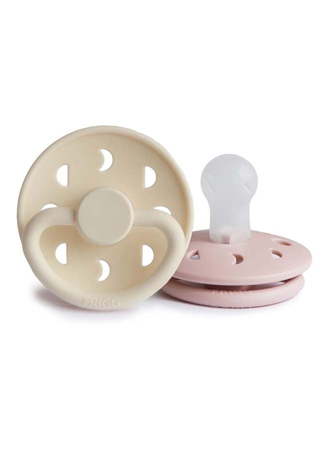 FRIGG لهاية FRIGG بمرحلة القمر من اللاتكس للأطفال 0-6 أشهر 2-Pack بلush/كريم - الحجم 1 - Image 1
