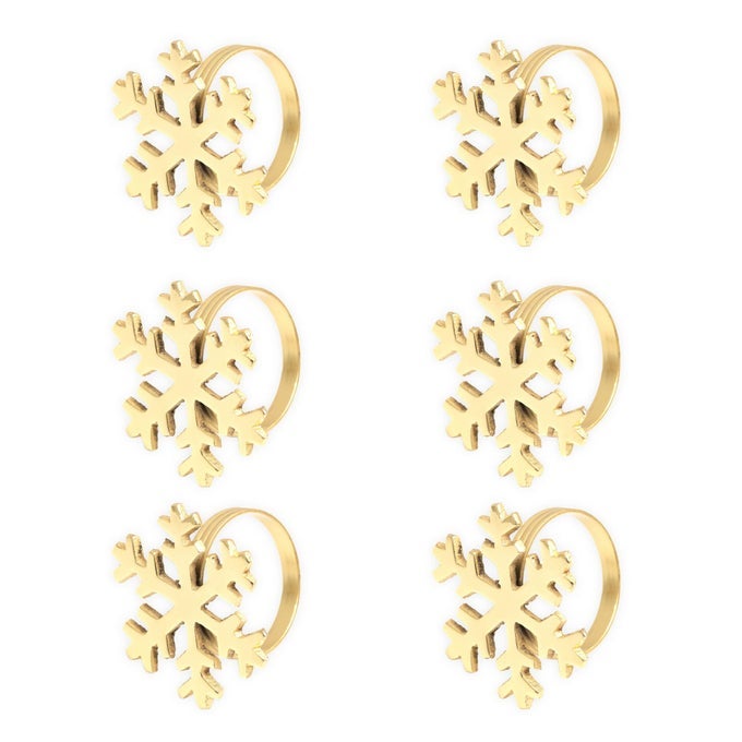 CHRISTMAS NAPKIN RINGS SET OF 6 GOLD NAPKIN RINGS FOR CHRISTMAS TABLE DECORATIONS XMAS NAPKIN HOLDER RINGS GOLD FOR DECORATIONS AND HOLIDAY SNOWFLAKE NAPKINRING