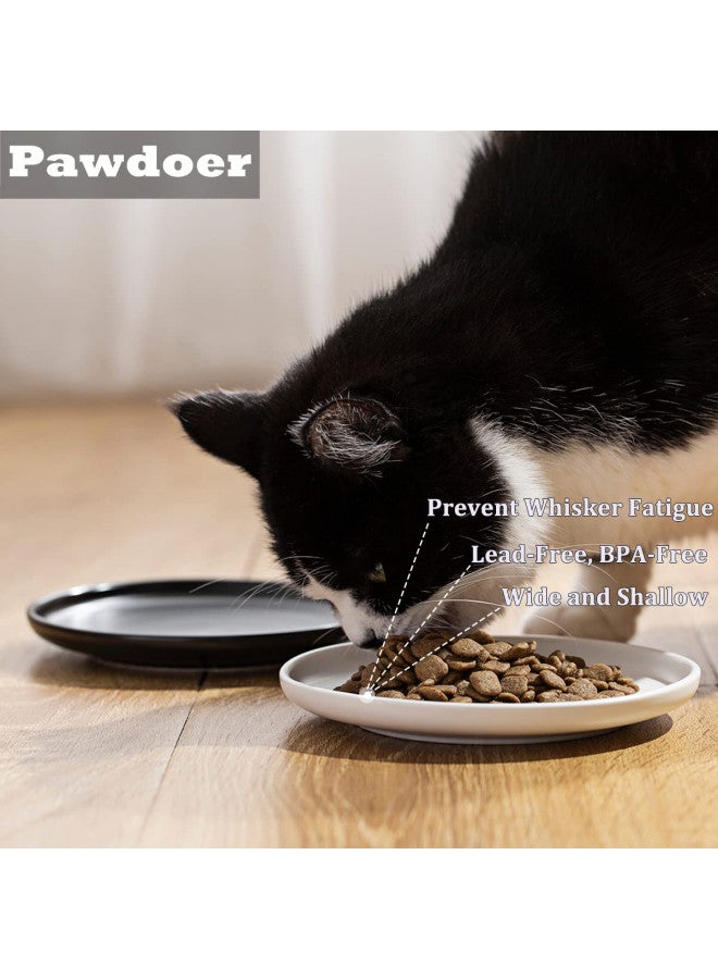Pawdoer Pawdoer Ceramic Shallow Cat Dish 6 inch, Whisker Fatigue Free Cat Food Bowls, Wide and Small Pet Plate for Kitten and Kitty, Short Legged Munchkin Cat  - Image 3