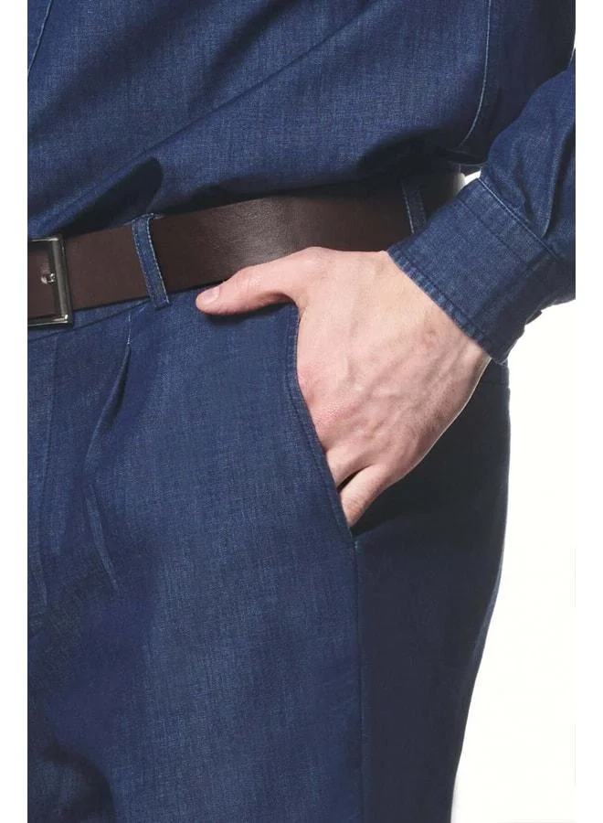 Liwali Soft Textured Light Denim Pants.