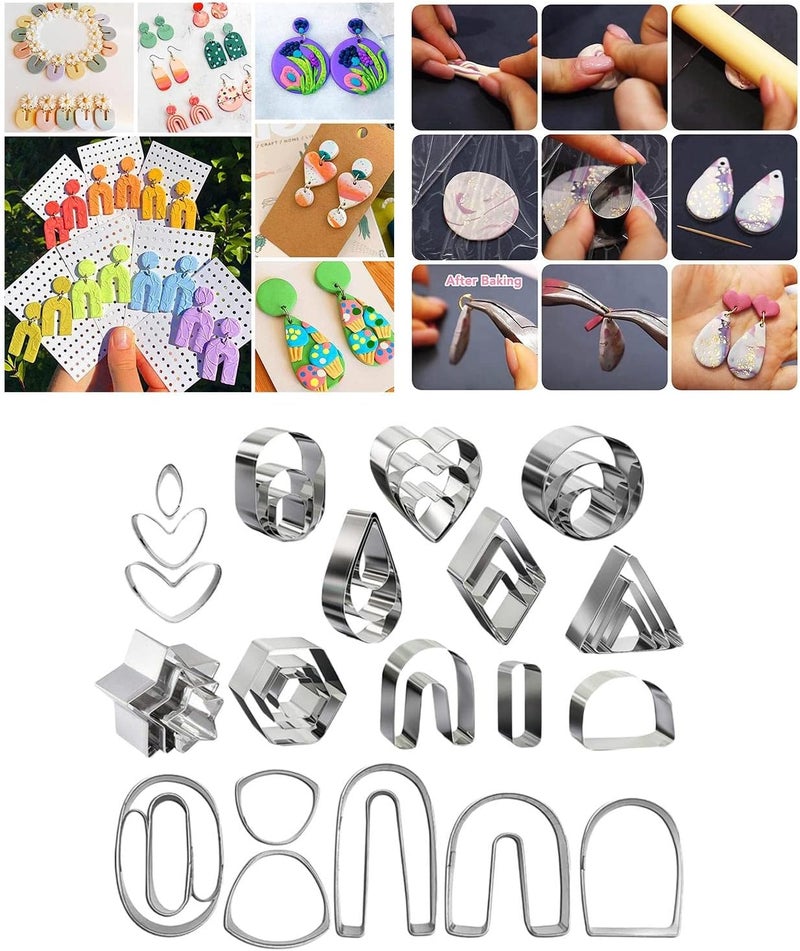 klarako Stainless Steel Polymer Clay Cutters Clay Earring Cutters for Jewelry Making Pendant Charms  36 Pieces - Image 2